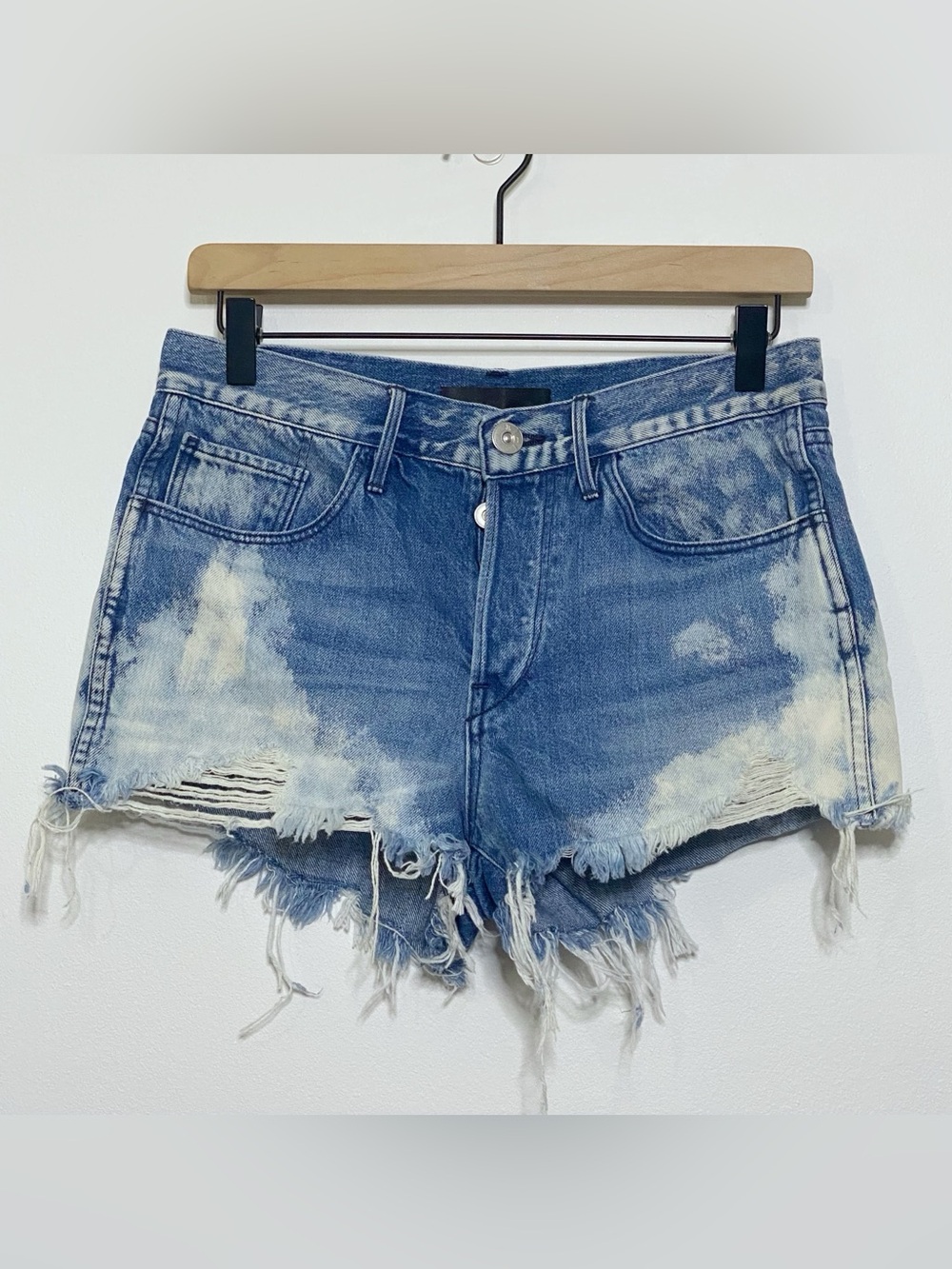 3x1 Made Here Bleached Frayed Button Fly Denim Jean Shorts